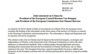 Евросоюз в очередной раз заявил о незаконности "крымского референдума" и призвал Россию вывести войска. ДОКУМЕНТ