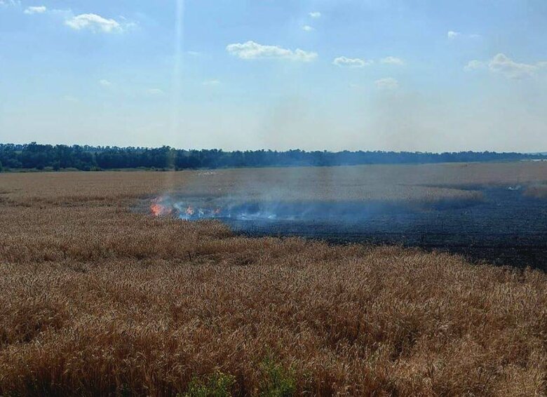 Через російські обстріли загорілися пшеничні поля на Дніпропетровщині 01