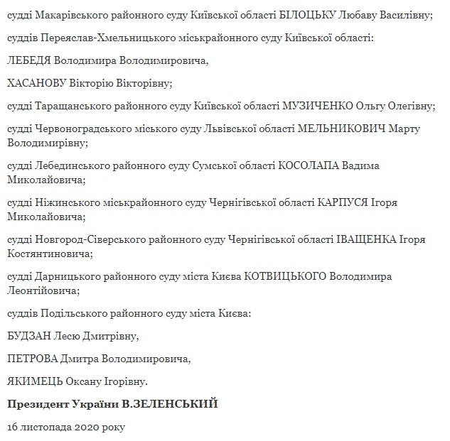 Зеленський призначив 21 суддю на місцях 02