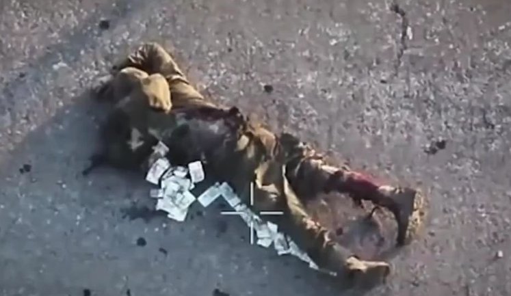 Rubles spilled out of occupier after strike by Ukrainian drone. VIDEO