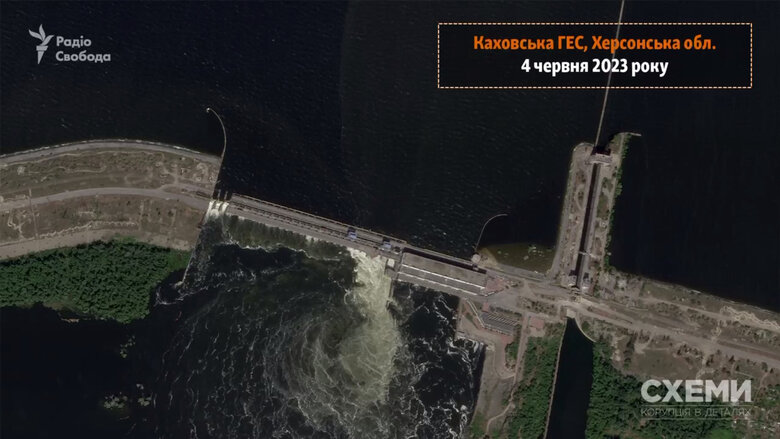 Каховская ГЭС до и после подрыва российскими оккупантами 01