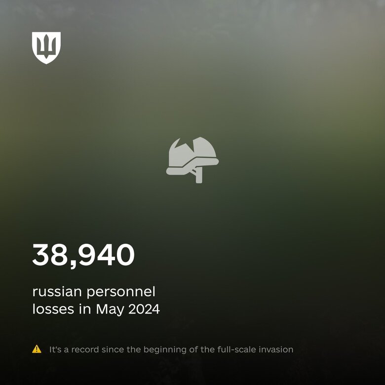 Статистика знищення окупаційних військ РФ в Україні за травень 2024 року