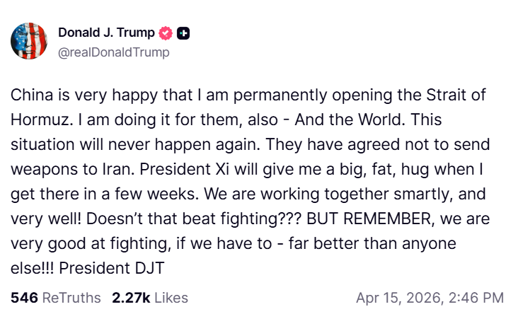 Trump has declared that he is opening the Strait of Hormuz for good