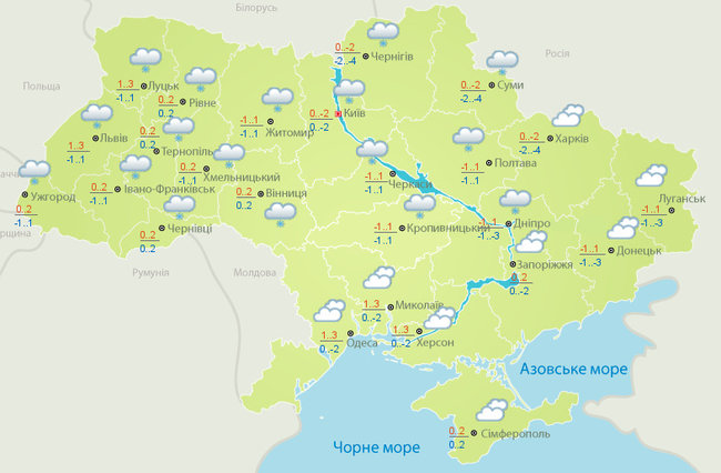 В Украину снова идут снегопады, ожидается незначительное потепление 01
