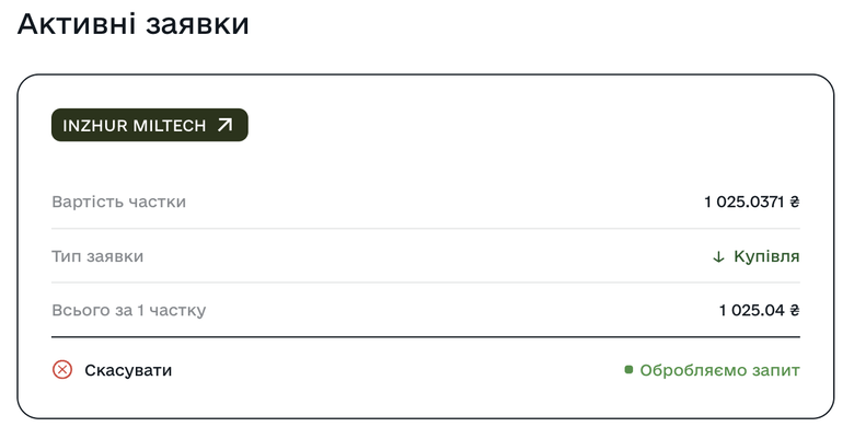 Купівля облігацій Inzhur