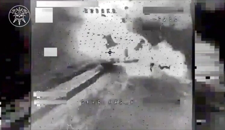 Destruction of enemy BMP-2: detonation of ammo load after running over mine was captured by drone. VIDEO