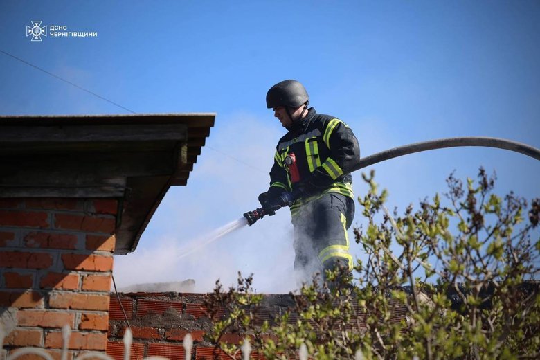 Russian strike sparks fire at enterprise in Chernihiv