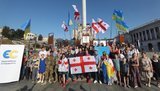 Партия Порошенко провела на Майдане "акцию солидарности с народом Грузии"