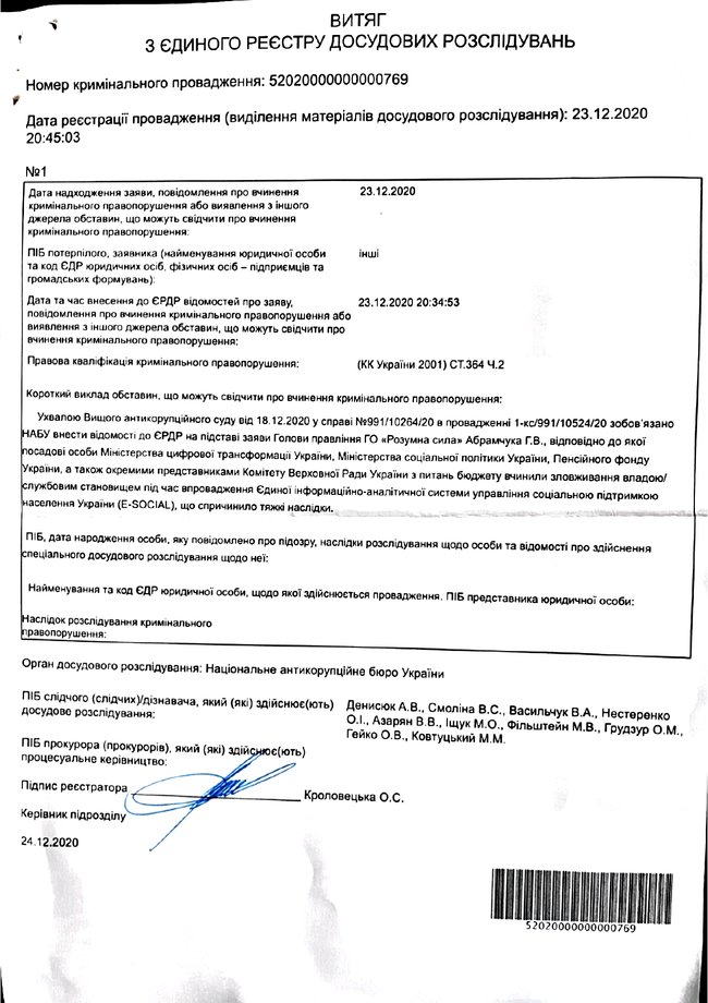 НАБУ открыло производство в отношении должностных лиц Минсоцполитики и Минцифры по подозрению в хищении денежных средств Пенсионного фонда 02