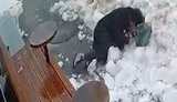 У центрі Києва на жінку з даху впала брила льоду. ВІДЕО камер спостереження