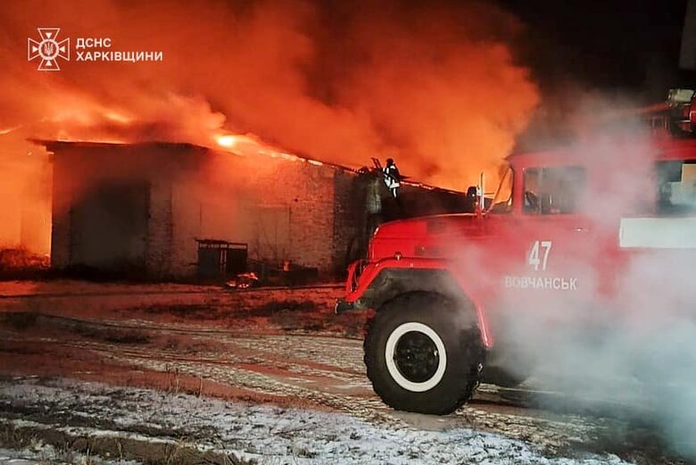 Пожежа на Харківщині внаслідок обстрілу