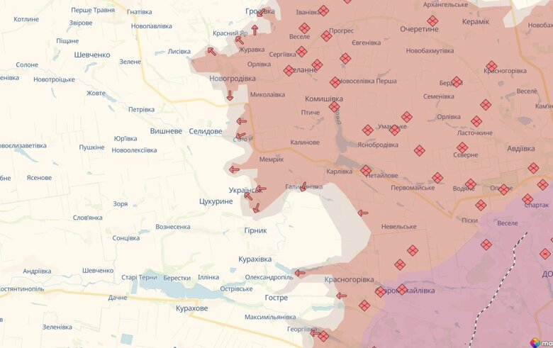 Карта просування ворога на 13 вересня