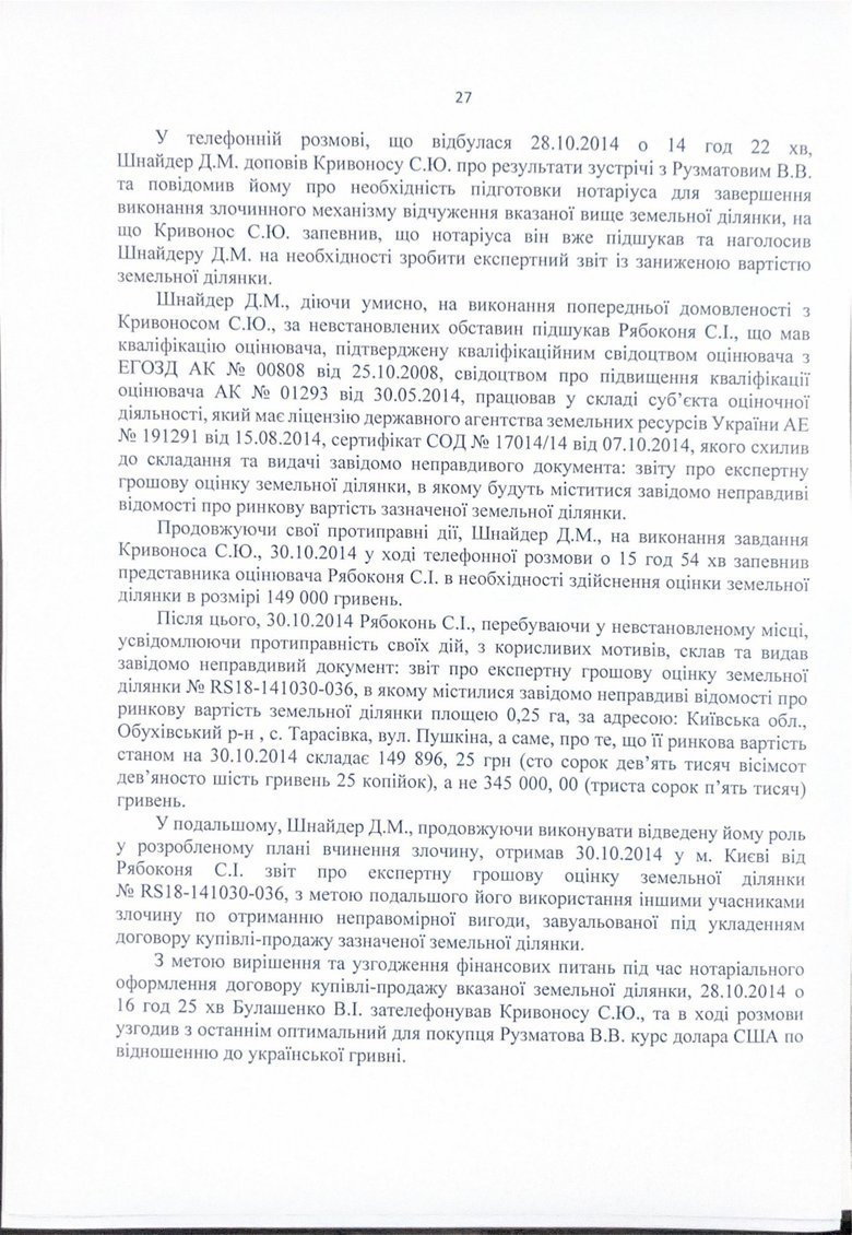 Charges against NABU Director Kryvonos: full text
