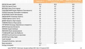 За Кличка на виборах мера готові голосувати 43%, Притулу - 9,8%, Верещук - 6,9%, Пальчевського - 6,4 - Попова - 5,7%, - соціологія групи "Рейтинг"