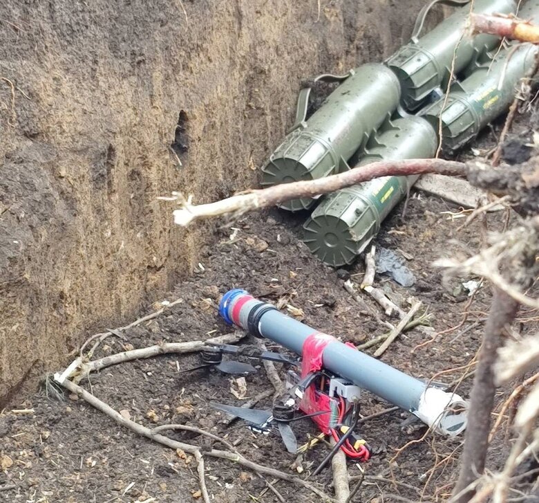 Enemy drone with improvised explosive device was shot down in direction of Bakhmut 01