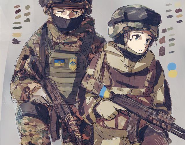 Японский художник рисует украинских военных в стиле аниме 01