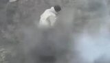Russian steps on anti-personnel mine