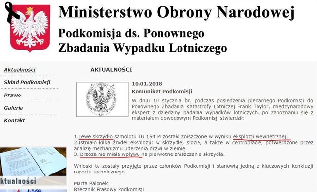 Смоленская катастрофа: левое крыло самолета Качиньского разрушил взрыв, - подкомиссия польского Минобороны 01