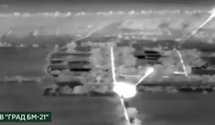 Border guards burned down occupiers’ "Grad" with drones. VIDEO