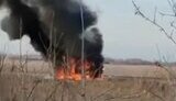 Russian car engulfed in flames