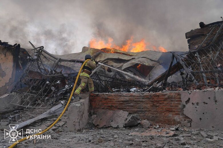 Fire broke out at the site of the impact site
