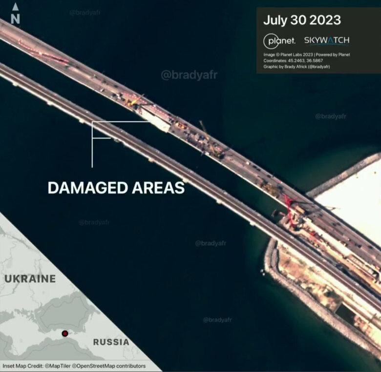 Росіяни продовжують ремонтувати пошкоджений Кримський міст 01
