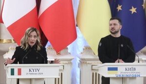 Прем‘єр-міністр Італії Джорджа Мелоні та президент України Володимир Зеленський, Київ 24 лютого 2024 року