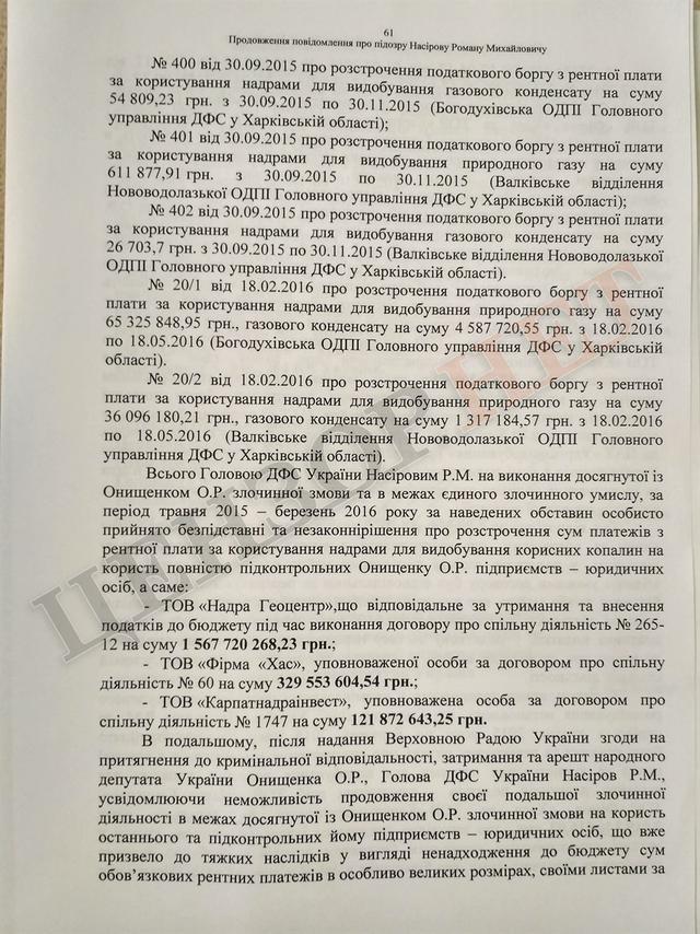 Підозра Насірову на 2 мільярди гривень. Повний текст 61 Підозра Насірову на 2 мільярди гривень. Повний текст 61