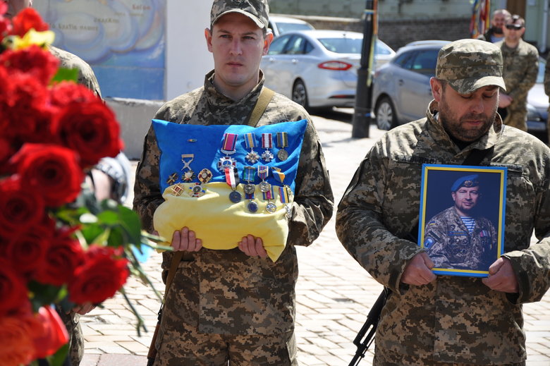 Farewell to cyborg paratrooper of 95th Brigade Ruslan Borovik, who died in battles with Russian occupiers in east, said goodbye in Kyiv 08