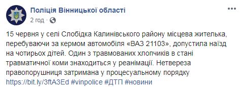 Пьяная женщина за рулем сбила четырех детей в селе возле Винницы: один из пострадавших в коме, - полиция 06