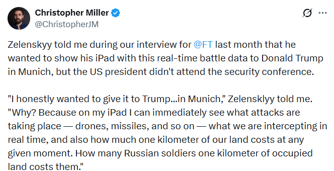 Зеленский хотел подарить Трампу iPad, который показывает данные о боях на фронте