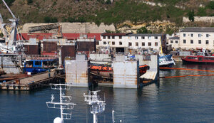 Float with ship sank in bay of occupied Sevastopol. PHOTO