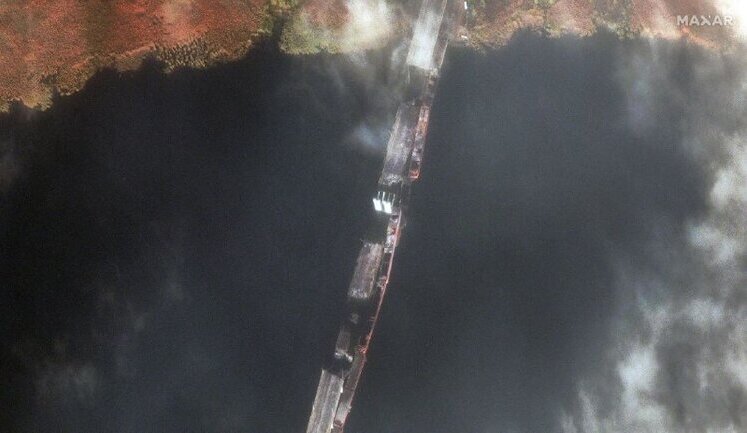 View of bridges blown up by Russians from space. PHOTOS