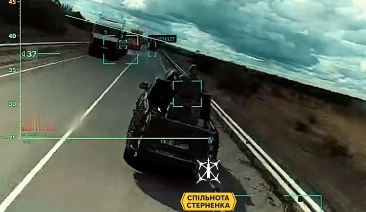 SIGNUM drone operators struck 23 logistics targets belonging to occupiers in Donbas, including tractor-trailer carrying tank. VIDEO