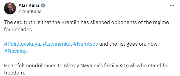 Президент Естонії Алар Каріс про смерть Олексія Навального