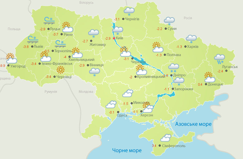 Штормовое предупреждение объявлено почти на всей территории Украины 02