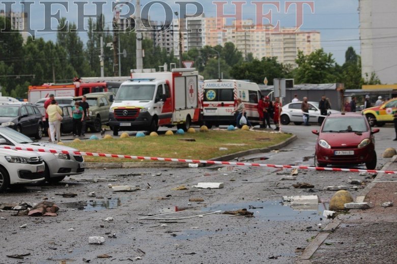 The aftermath of the Russian Federation’s attack on Kyiv on 8 July