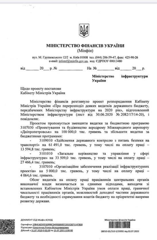 Криклий лично просит снять деньги со строительства аэропорта в Днепре и перенаправить их на зарплаты себе и своим подчиненным, - Филатов 01 Криклий лично просит снять деньги со строительства аэропорта в Днепре и перенаправить их на зарплаты себе и своим подчиненным, - Филатов 01