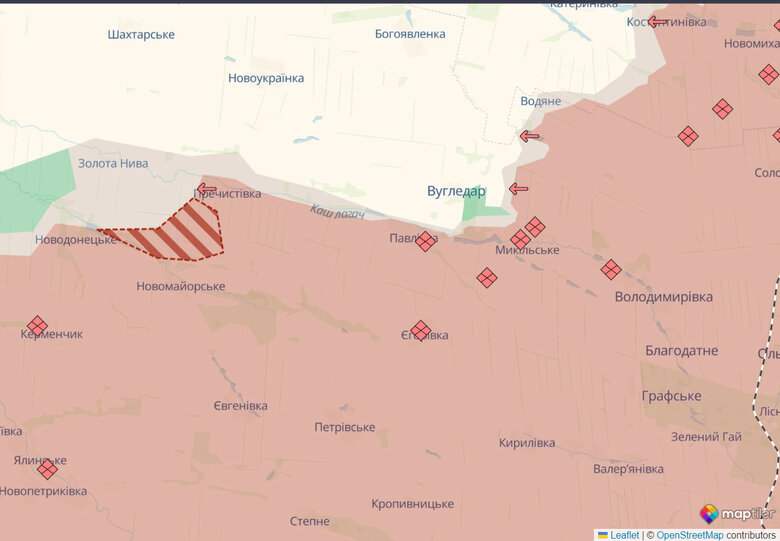 Карта бойових дій поблизу Вугледара 4 вересня qktiddeierixuroz