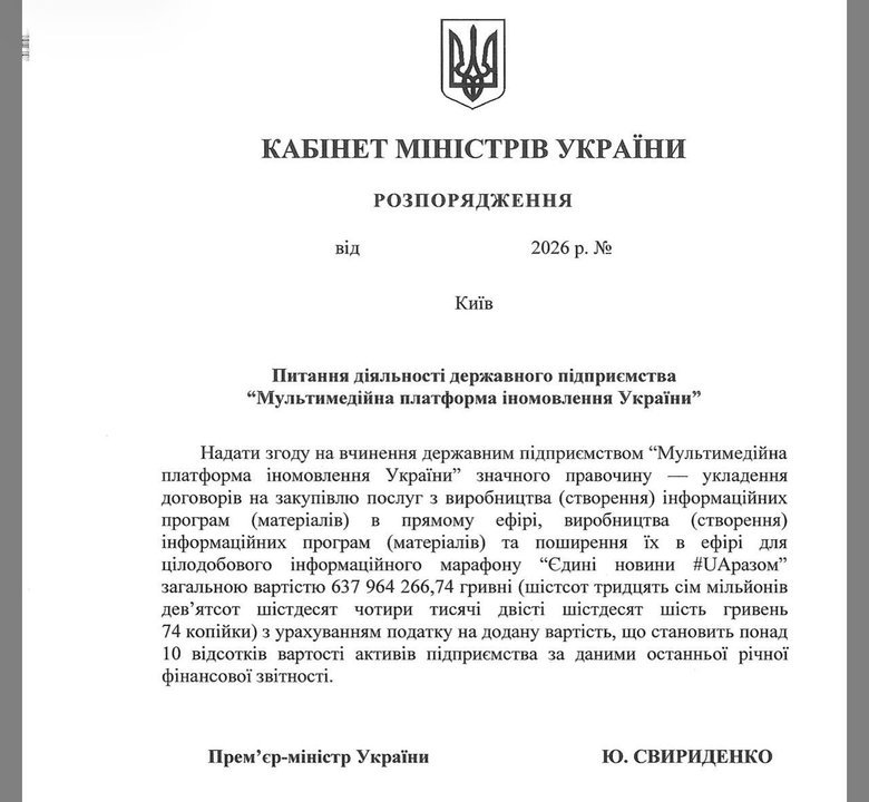 кабмін розпорядження телемарафон