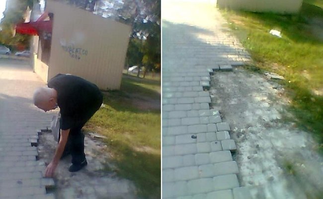 Домовитий пенсіонер розібрав по камінчику пішохідну алею в Дніпрі 01