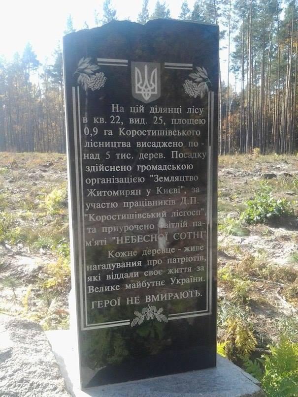 памятник лес небесная сотня памсять