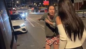 Two young women from Moscow are swearing at each other over place in queue at petrol station. VIDEO