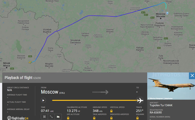 В Беларусь из Москвы прилетели два самолета ВВС России, - Flight Radar 02