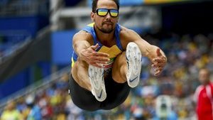 Ukraine's Katyshev takes long jump bronze in 2016 Paralympics in Rio. PHOTO