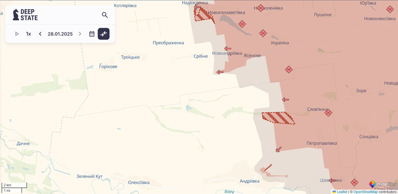 Просування росіян на північ від Курахового