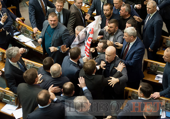 Шуфрич и Береза подрались в Раде из-за плаката с агентом Путина - Медведчуком 09