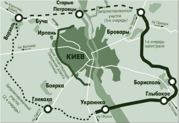 Укравтодор обнародовал план объездной дороги вокруг Киева 01