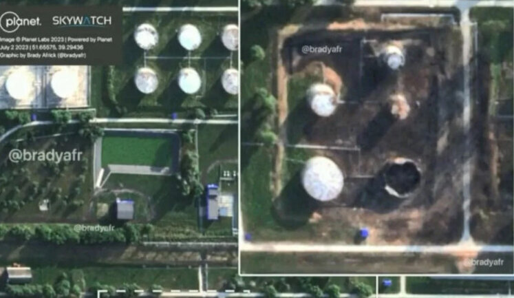 Последствия пожара, возникшего на нефтебазе в Воронеже во время мятежа Пригожина. ФОТО