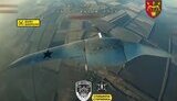Russian drone with star and inscription for motherland